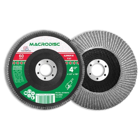 Continental Abrasives 4-1/2" x 7/8" 60 Grit Stearate Coated High Density  Flap Disc for Aluminum Grinding FAL-4570607H